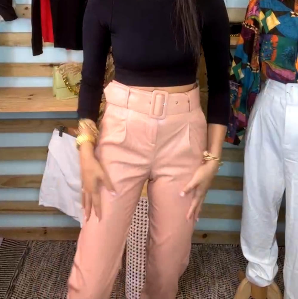 Tea & Cup High Rise Faux Leather Pants